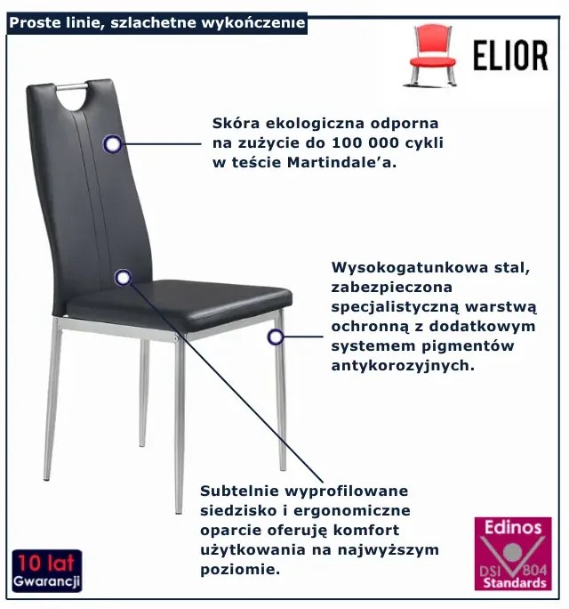 Czarne metalowe krzesło tapicerowane ekoskóra N3-Z60