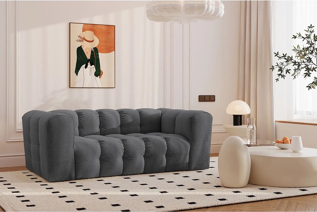 Sofa dwuosobowa BALOO, tkanina szenilowa, Grafitowy