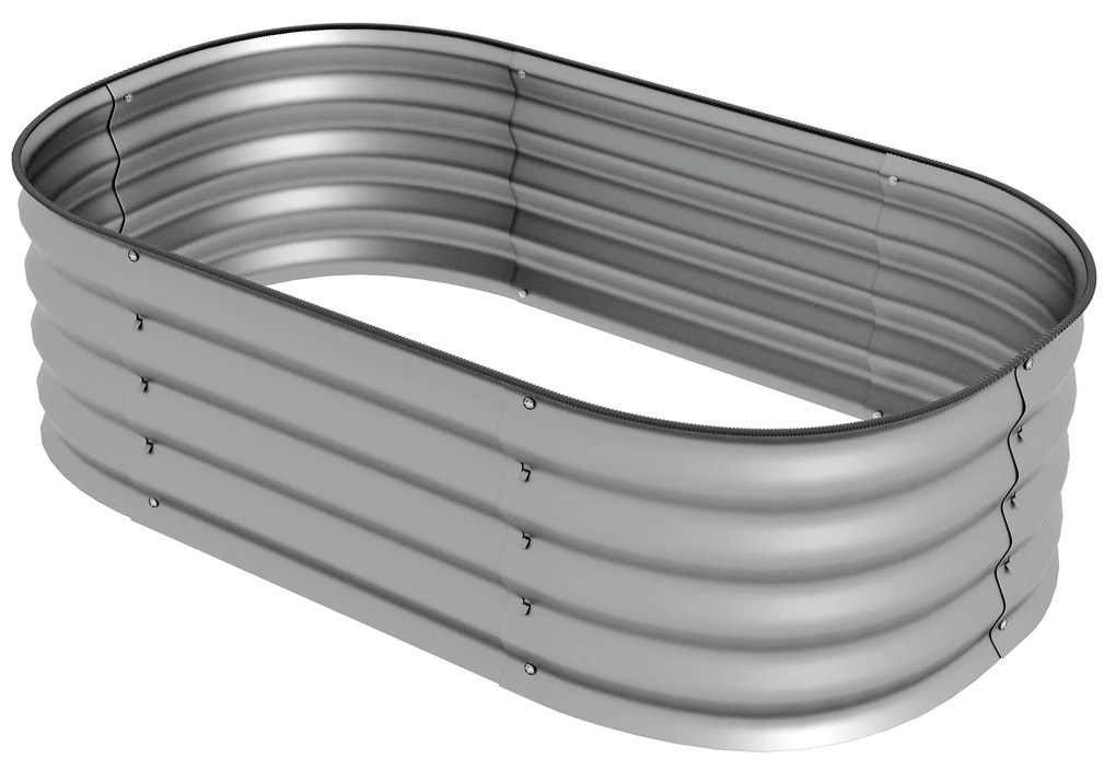 Outsunny Hochbeet Donica Warzywna, modularne łóżko wysokie, zabezpieczone krawędzie, design bez dna,  105 x 62 x 30 cm, Srebrny