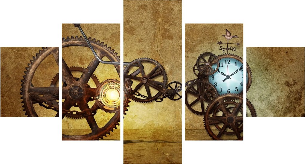Obraz starych mechanizmów zegarowych (125x70 cm)