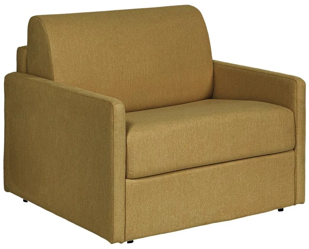 Fotel rozkładany typu express z żółtą tapicerką - Materac 14 cm - CALIFE
