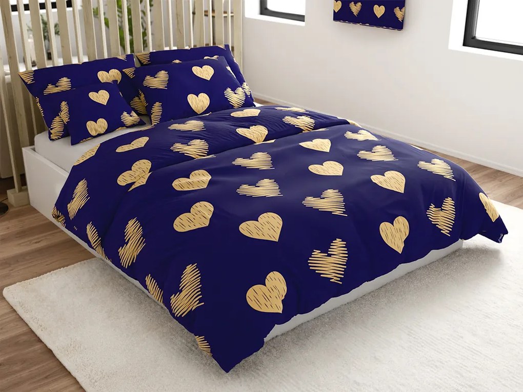 PrzytulneMieszkanie.pl PrzytulneMieszkanie.pl Pościel z mikrofibry GOLBINO ciemnoniebieska Rozmiar pościeli: 2 szt 70 x 90 cm | 200 x 220 cm