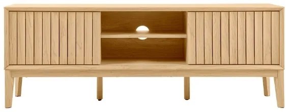 Stolik TV LUCERO z drzwiami przesuwnymi, dekor dąb, 160 cm