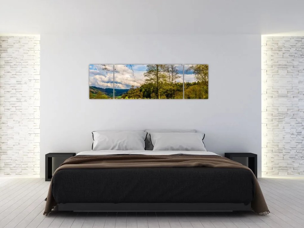 Obraz łodzi nad jeziorem (170x50 cm)