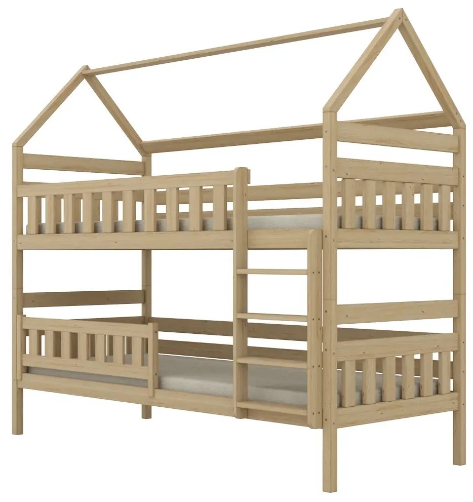 Łóżko piętrowe domek FELIKS 160x80 sosna lakierowana drewniane KOCOT KIDS
