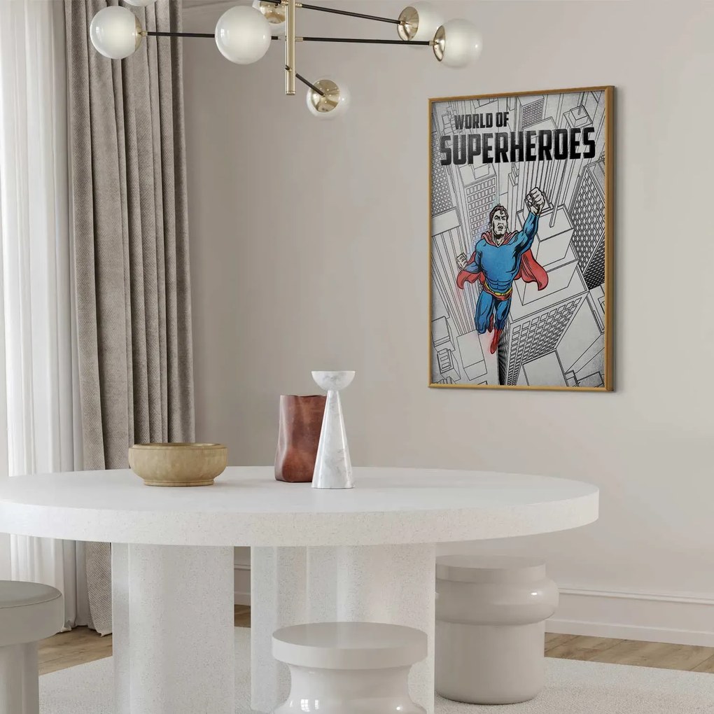 Plakat Superheroes 21x30 cm z ramą złotą bez marginesu ARTGEIST B
