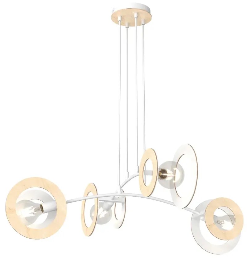 Biała lampa wisząca z czterema punktami światła - 10X D158 R0-E73