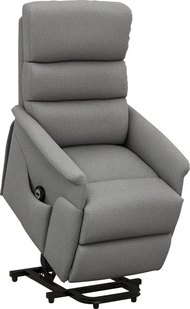 HOMCOM Fotel relaksacyjny z funkcją wstawania regulowane oparcie i podnóżek do 120 kg szary 66x90x96 cm | Aosom PL