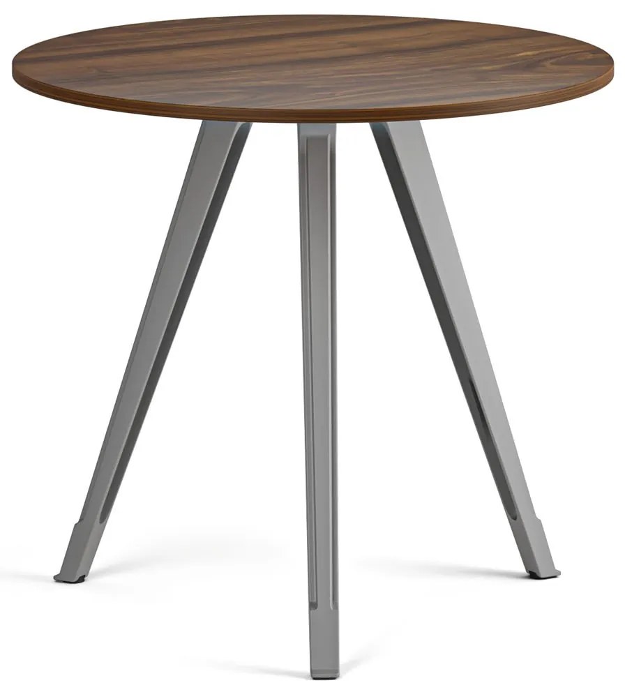 Stolik kawowy PRIMO ZEN, średnica 80 cm, szaro-srebrna podstawa, orzech