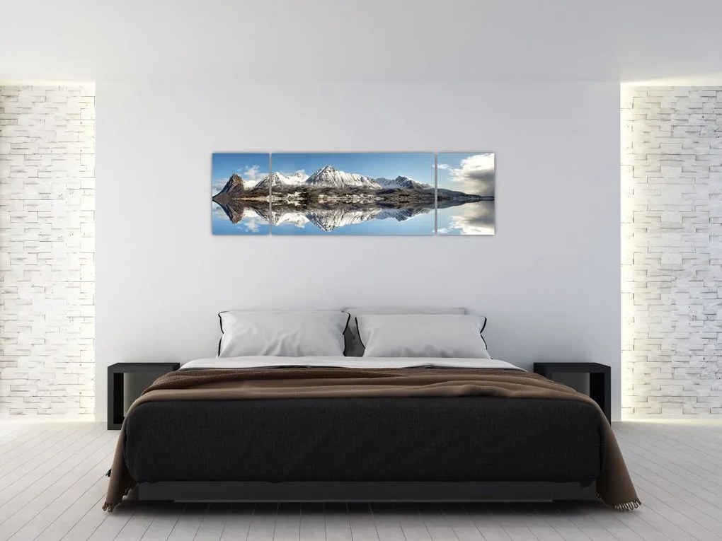 Obraz gór i ich odbicie (170x50 cm)