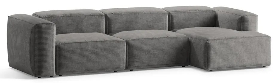 Jasnoszary sztruksowy narożnik (prawostronny/z szezlongiem) Bergamo – Cosmopolitan Design