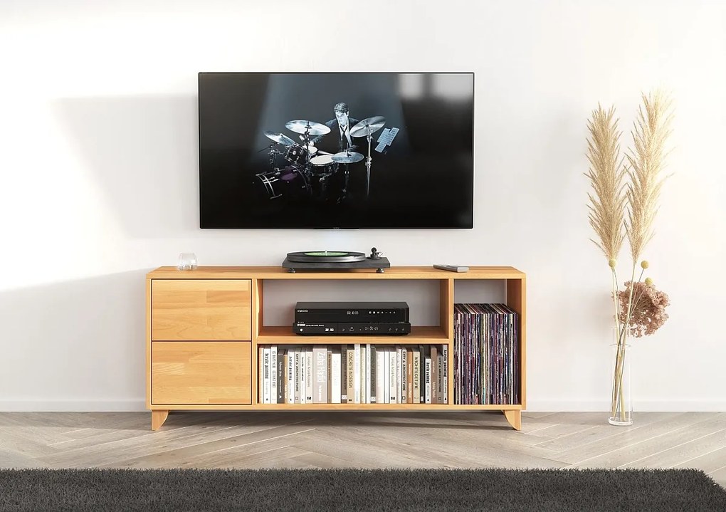 Drewniana szafka Rtv bukowa Viveca Na Nóżkach/Naturalny