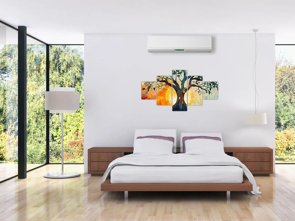 Obraz – Mozaika – słońce i drzewo I. (125x70 cm)