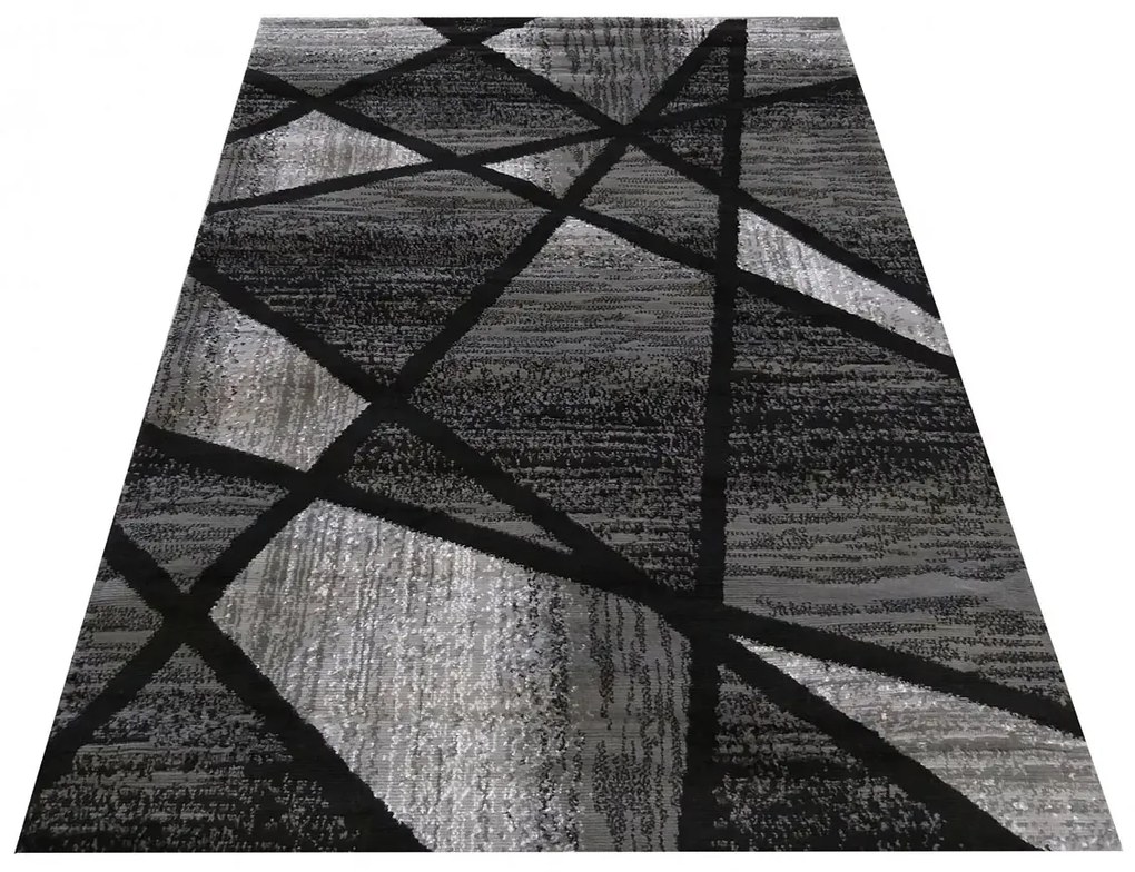 Czarno-szary geometryczny dywan L6-M13
