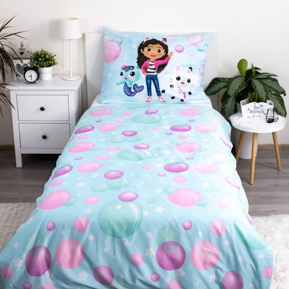 Pościel dziecięca jednoosobowa z mikrowłókna 140x200 cm Gabby's Dollhouse "bubbles" – Jerry Fabrics