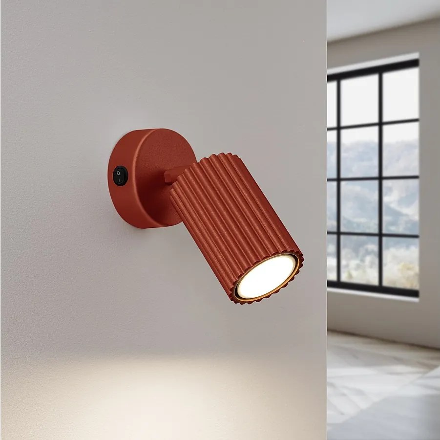Lampa ścienna minimalistyczny Gloow, aluminium - 1 źródło światła 3000K - L.8 x H.16 cm - ochra czerwona