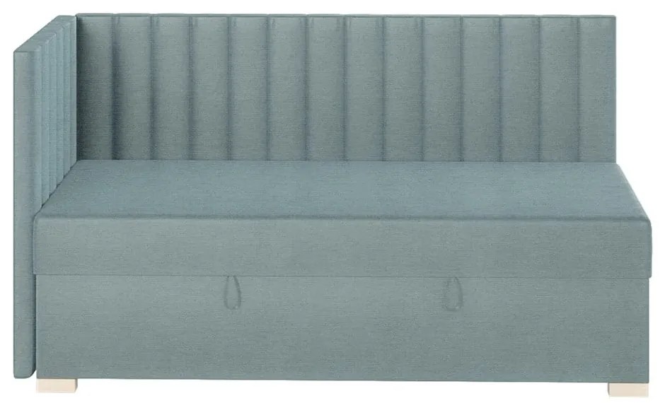 Niebieskie narożne łóżko dziecięce ze schowkiem i materacem 90x200 cm Snugi – Ghado