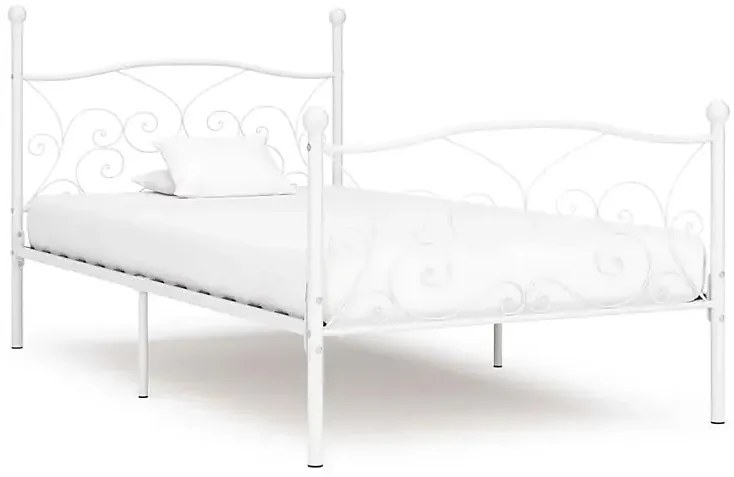 Białe metalowe łóżko z zagłówkiem 100x200 cm E9-E96