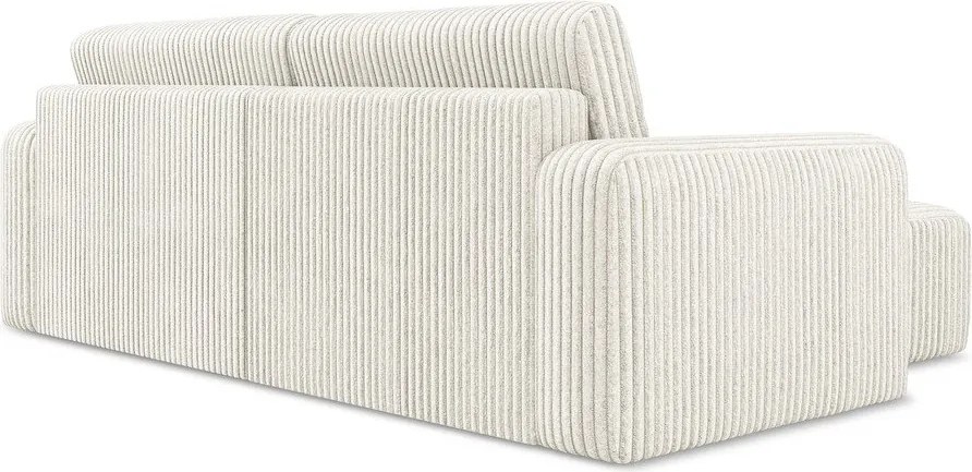 Kremowy sztruksowy rozkładany/ze schowkiem narożnik (lewostronny/z szezlongiem) Kona – Makamii