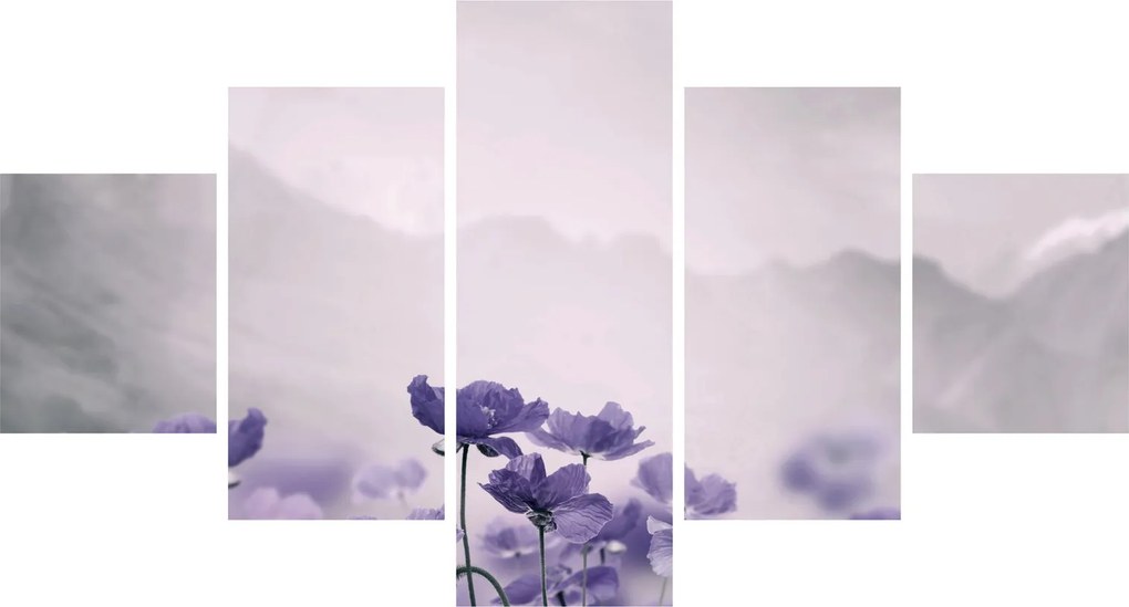 Obraz - Fioletowe kwiaty w górach (125x70 cm)