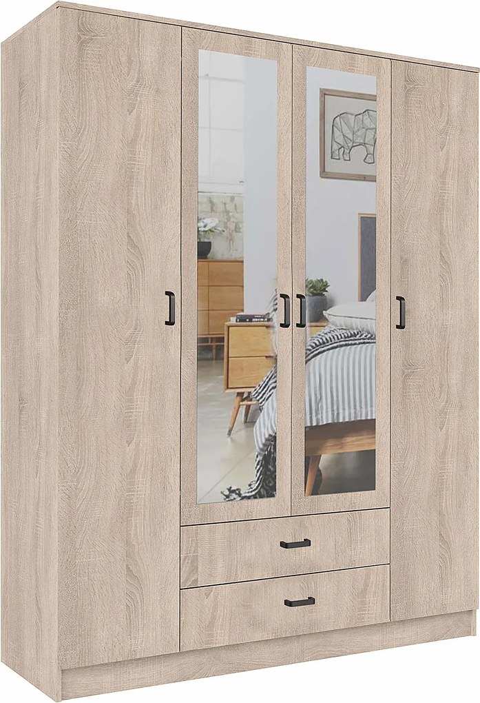 Skandynawska szafa z lustrem w kolorze dąb sonoma K4-D05
