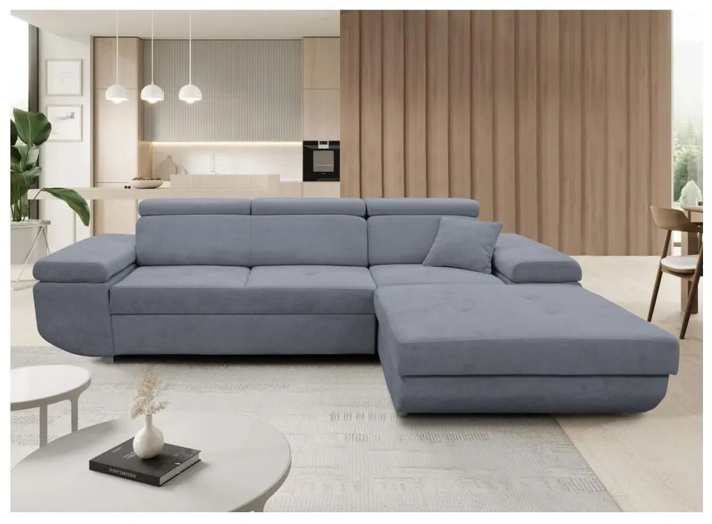 Rozkładany narożnik CASTELO z pojemnikiem, układ L, prawostronny, ciemnoszary