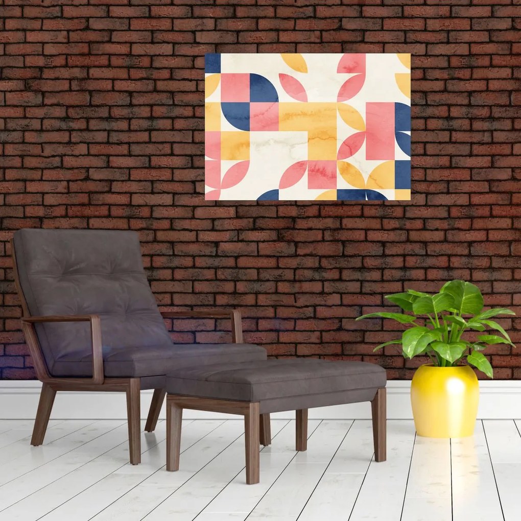 Obraz na szkle - Abstrakcja z wzorami retro (70x50 cm)