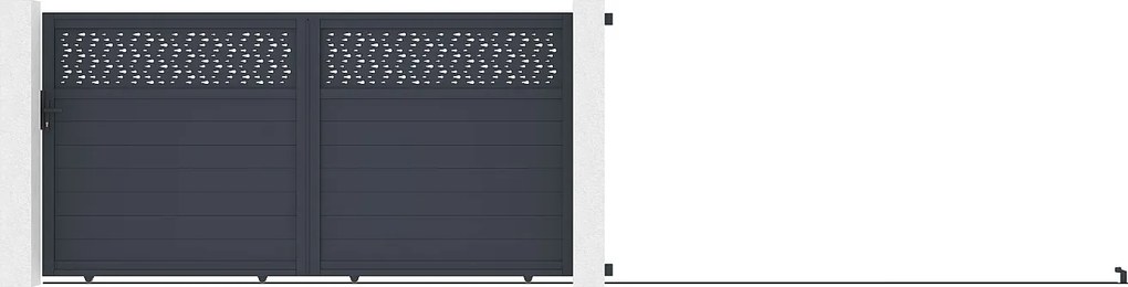 Brama przesuwna aluminiowa półpełna ze wzorem 374 x 180 cm - antracytowa - BAZIO