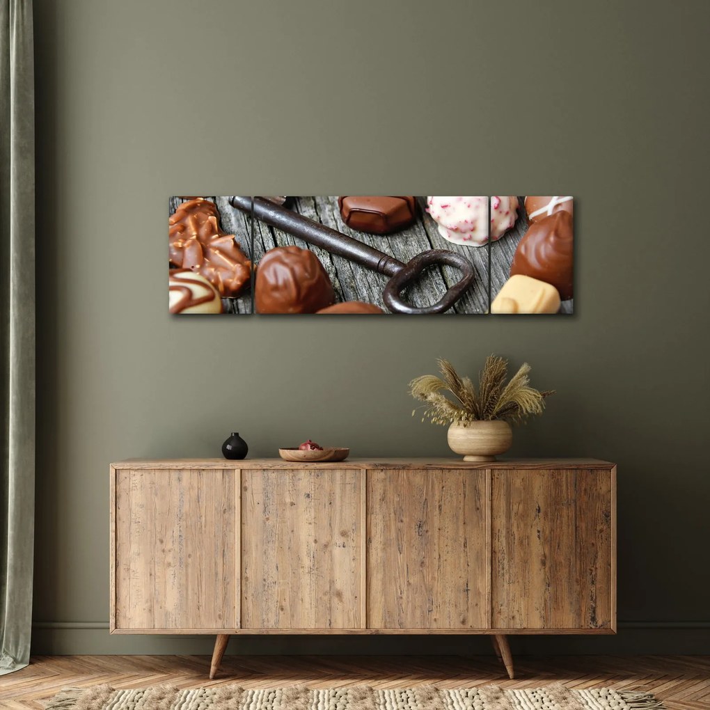 Obraz czekolady i kluczy (170x50 cm)