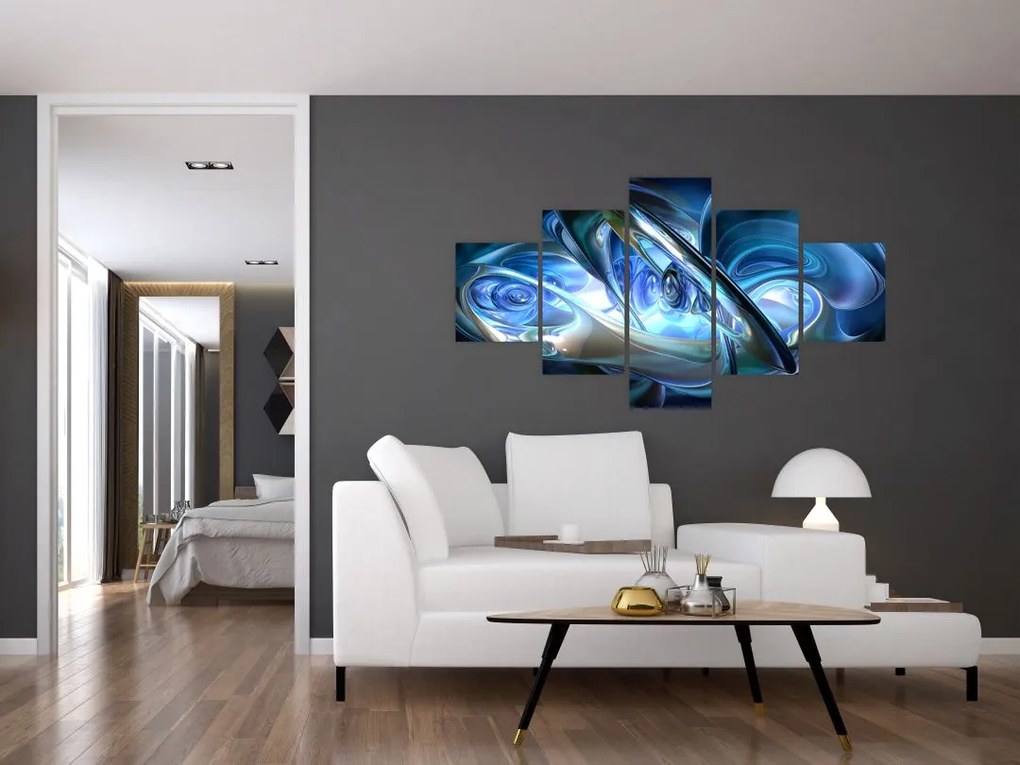 Obraz niebieskich fraktali (125x70 cm)