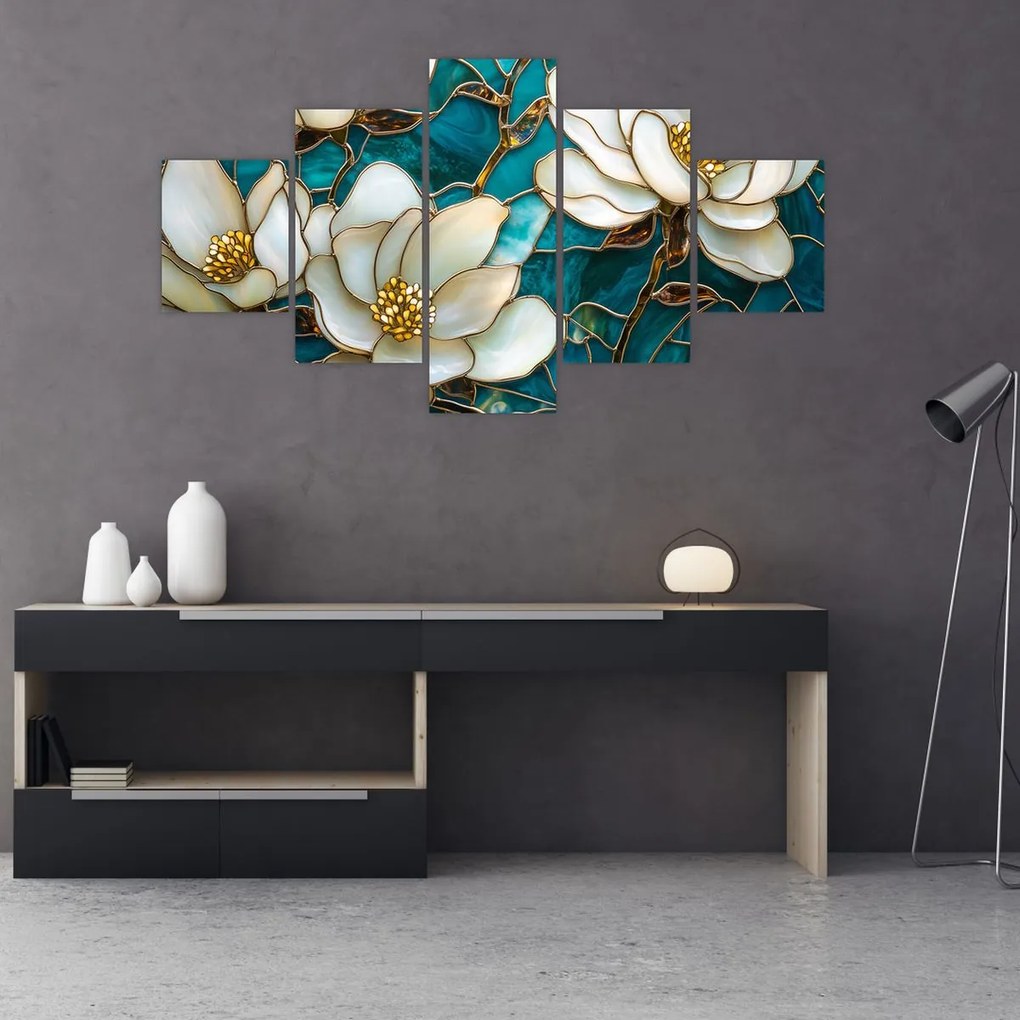Obraz - Witraż z magnolią (125x70 cm)