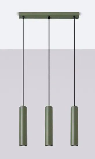 Loftowa potrójna lampa sufitowa w oliwkowym kolorze - M059 - Maik