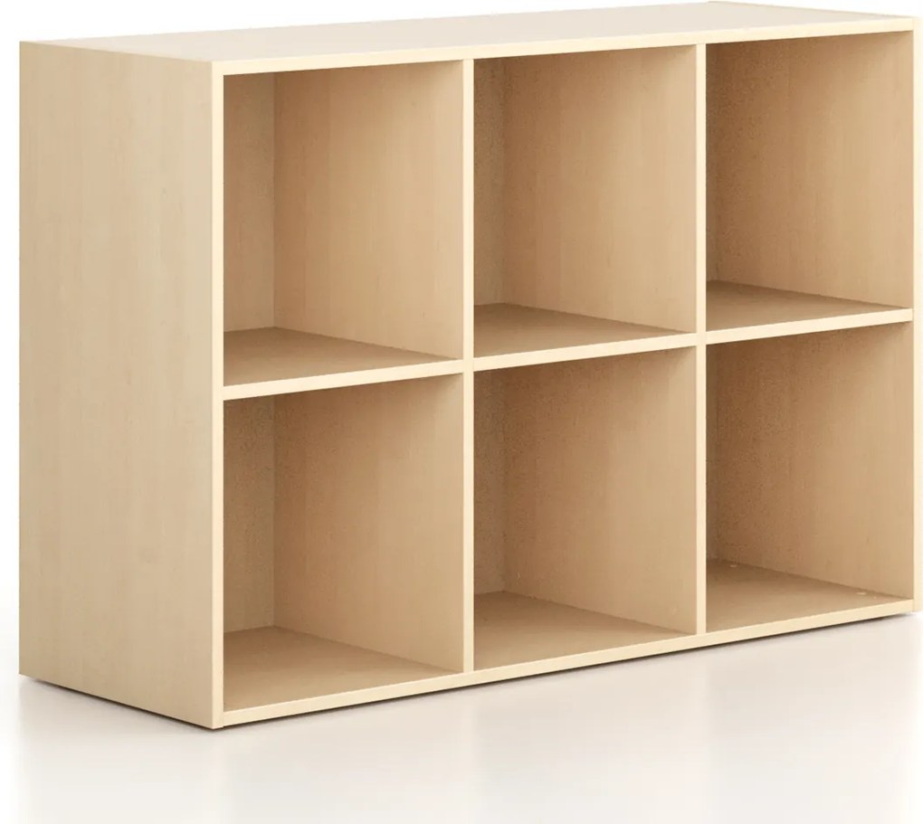 Regał FRAME, niski, 3 kolumny, 881 x 1299 x 450 mm, brzoza