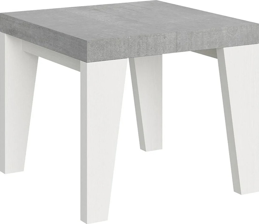 Stół rozkładany 90x90/246 cm Blat cementowy Naxy Mix - Nogi z białego jesionu