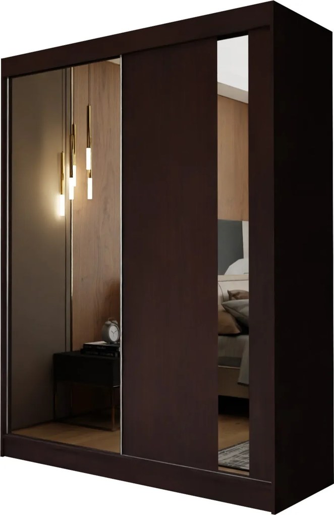 Szafa Przesuwna GRAZIA 150 cm z Lustrem Szafa Dwudrzwiowa Wenge