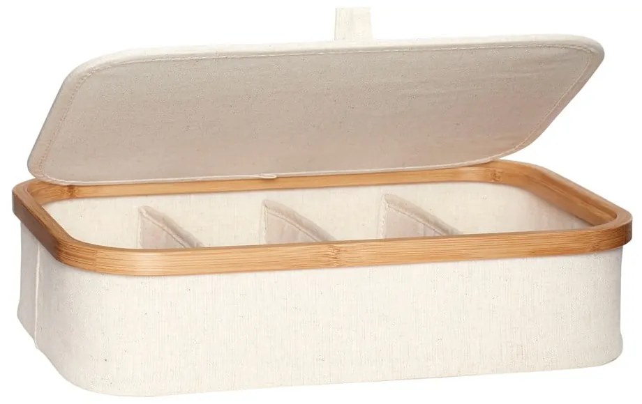 Beżowe tekstylne pojemniki zestaw 2 szt. z pokrywką 38x26x9 cm Ecru – Hübsch