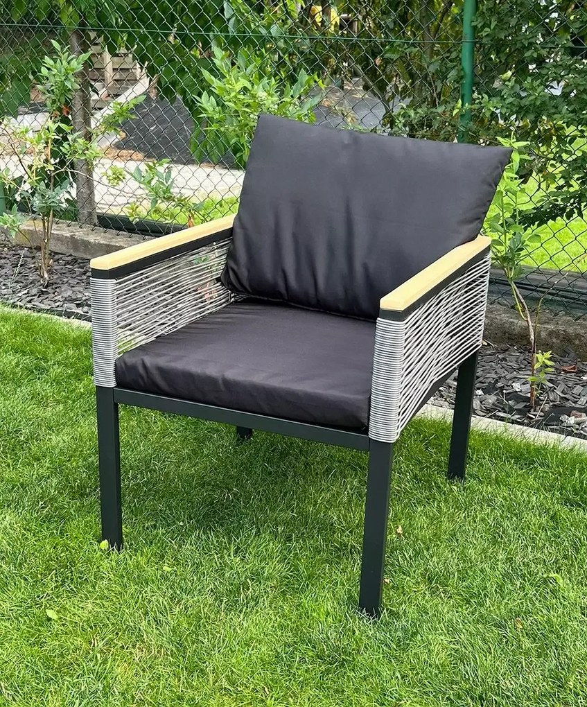 Krzesło Ogrodowe Aluminiowe z Technorattanu CORTO Czarne