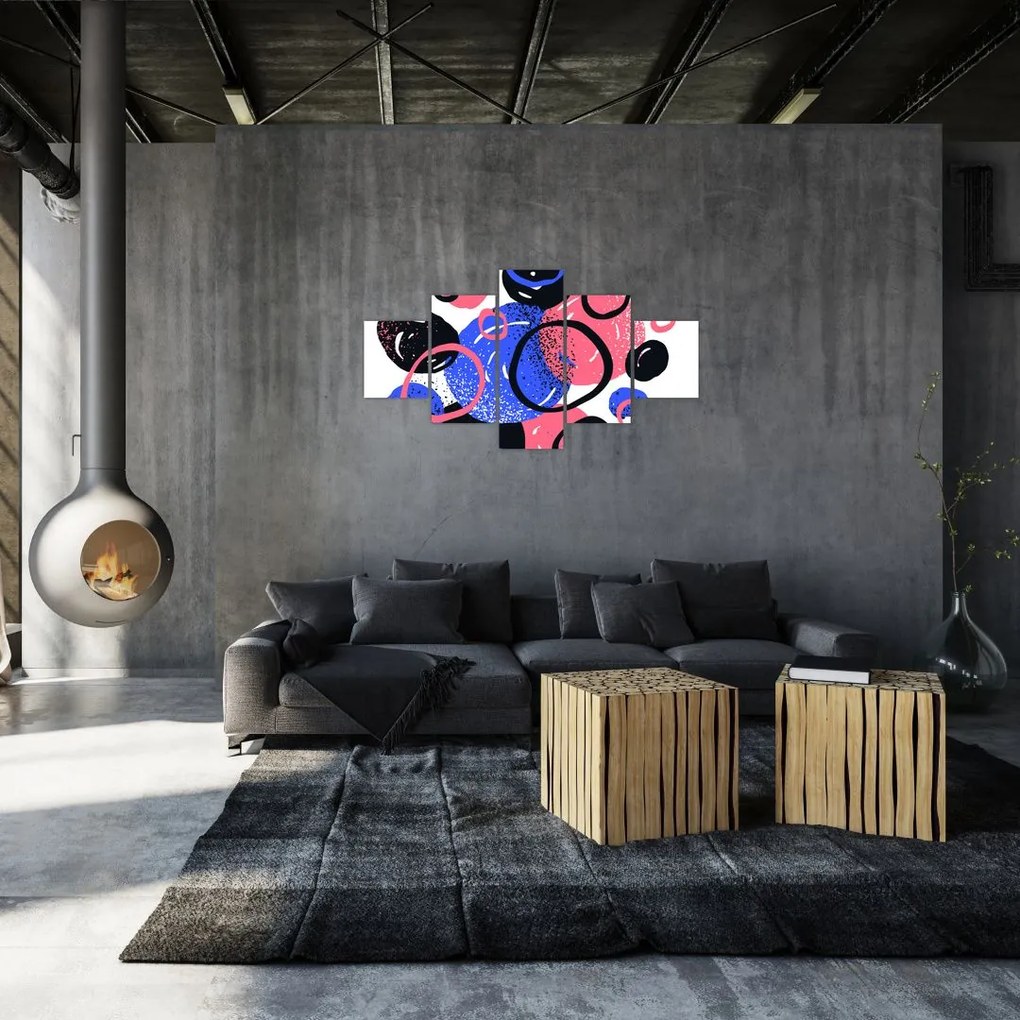 Obraz - Motyw z kółkami w żywych kolorach (125x70 cm)