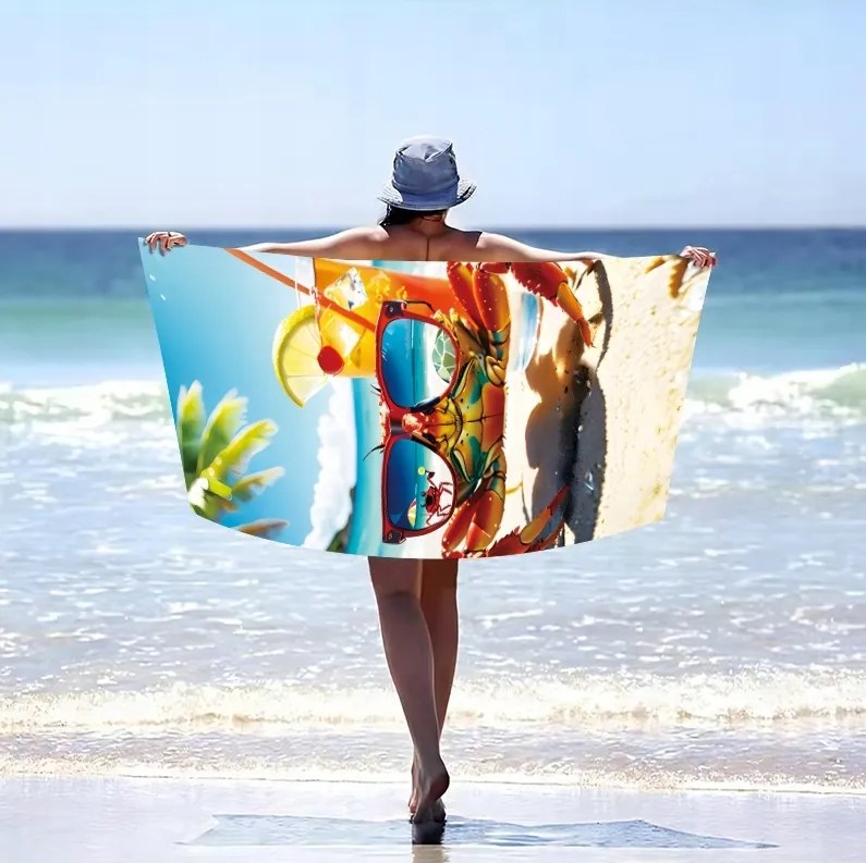 Szybkoschnący ręcznik plażowy JUST CHILL 100x180 cm kolorowy, 100% mikrofibra