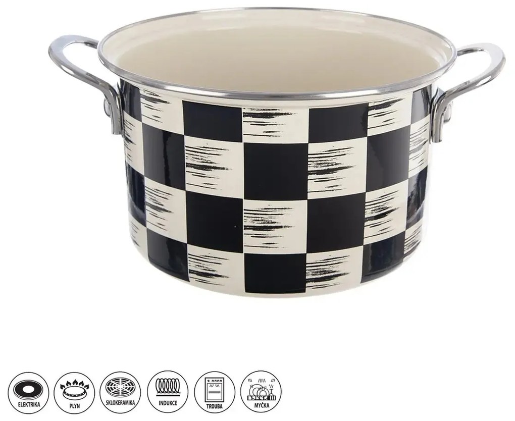 Orion Emaliowany garnek Szachownica Lem, 4 l,średnica 22 cm