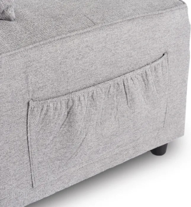 Fotel Wypoczynkowy Rozkładany IBERIS 67 cm Szary Tapicerowany Nowoczesny