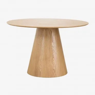 Okrągły Drewniany Stół Jadalny Aura Ø120 Cm & Fornir Jesionowy & Fornir Jesionowy - Sklum