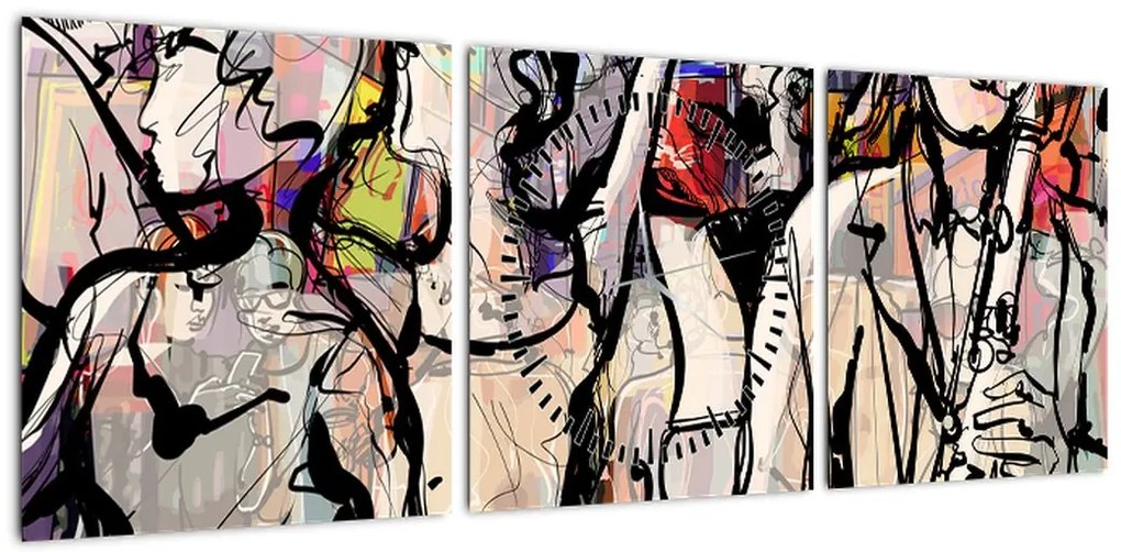 Obraz - Jazzowa noc (z zegarem) (90x30 cm)
