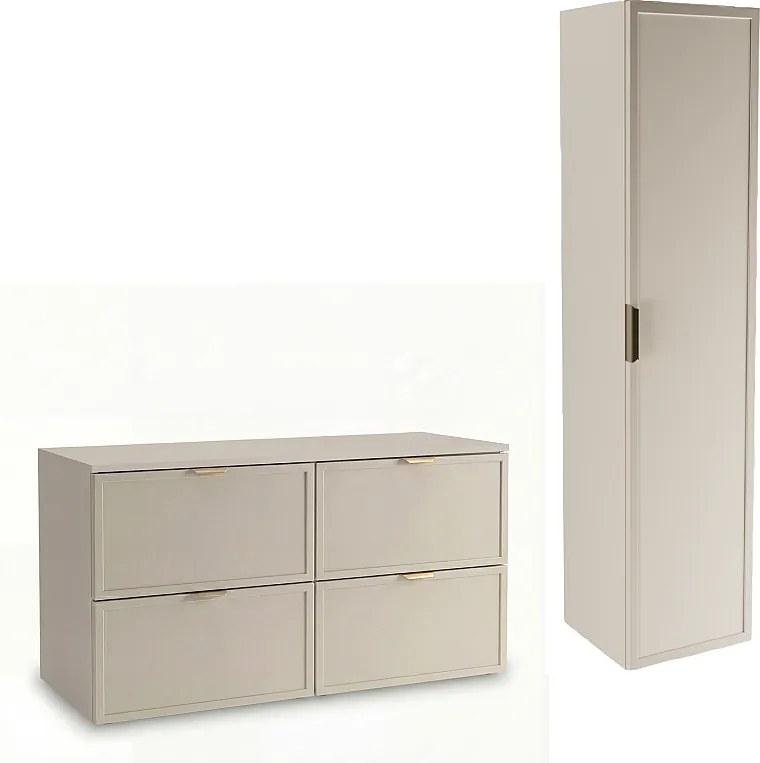 Kaszmirowy Zestaw do Łazienki 120cm Szafka z Blatem Słupek Fronty Ramka Roma