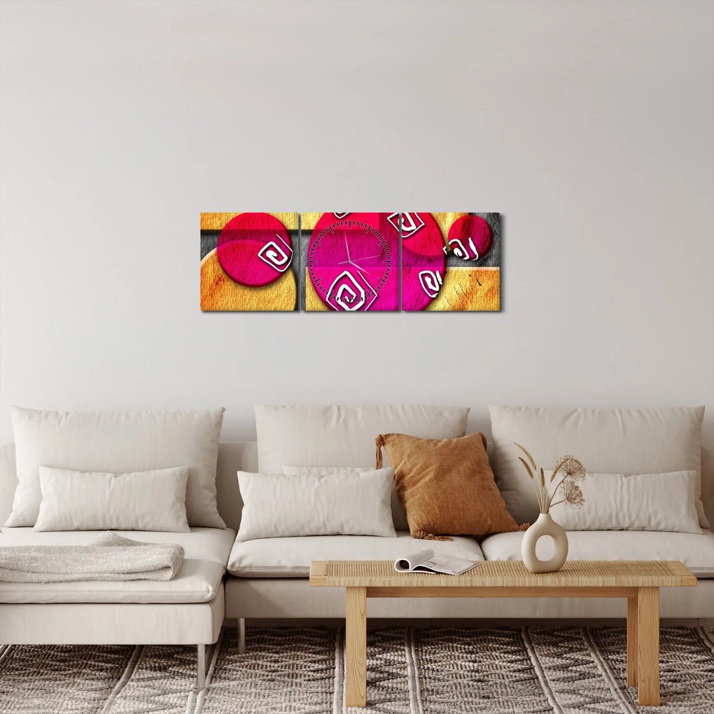Abstrakcyjny obraz z historycznymi symbolami (z zegarem) (90x30 cm)