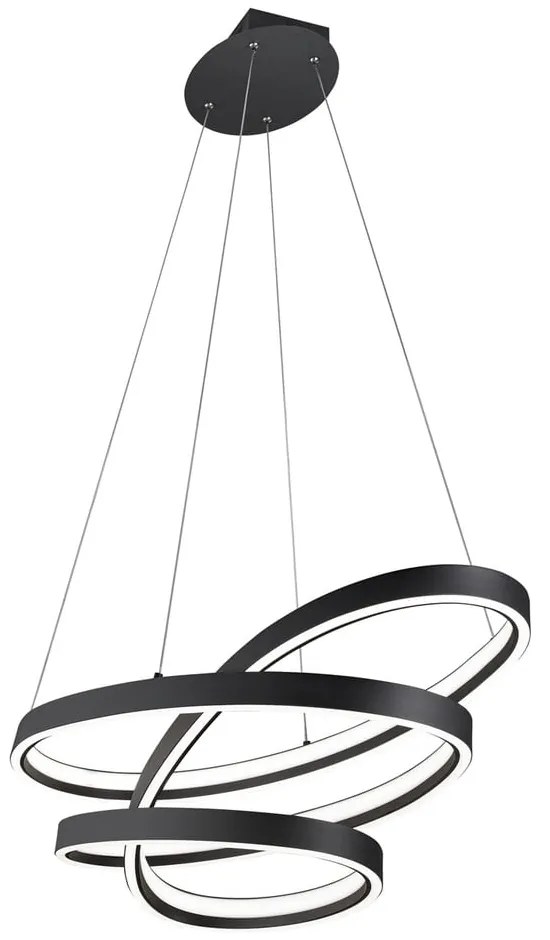 Czarna lampa wisząca LED ze sterowaniem głosowym/mobilną aplikacją i metalowym kloszem Ciola – CINQUE
