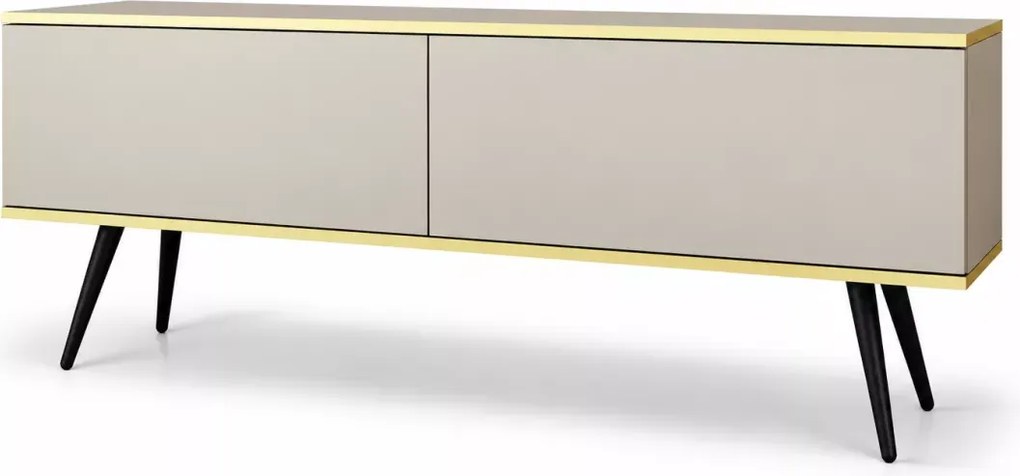 Nowoczesna szafka RTV Melvo na wysokich nóżkach 135 cm z push to open i pojemnym wnętrzem