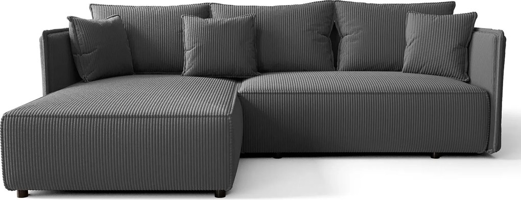 Grafitowa Rozkładana Sofa Narożna Z Pojemnikiem M3-N29