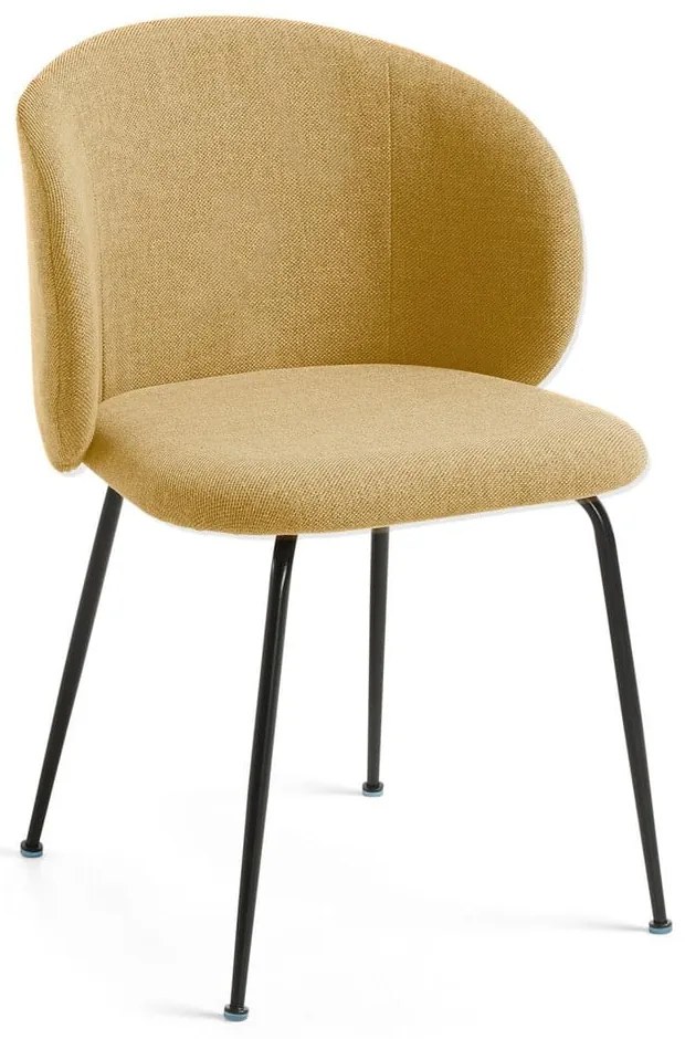 Musztardowy tapicerowany fotel jadalniany Minna – Kave Home