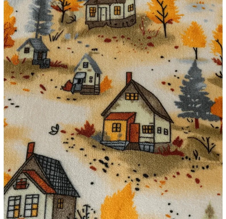 PrzytulneMieszkanie.pl PrzytulneMieszkanie.pl Pościel z mikropluszu AUTUMN VILLAGE kolorowa Rozmiar pościeli: 2 szt 70 x 90 cm | 200 x 220 cm